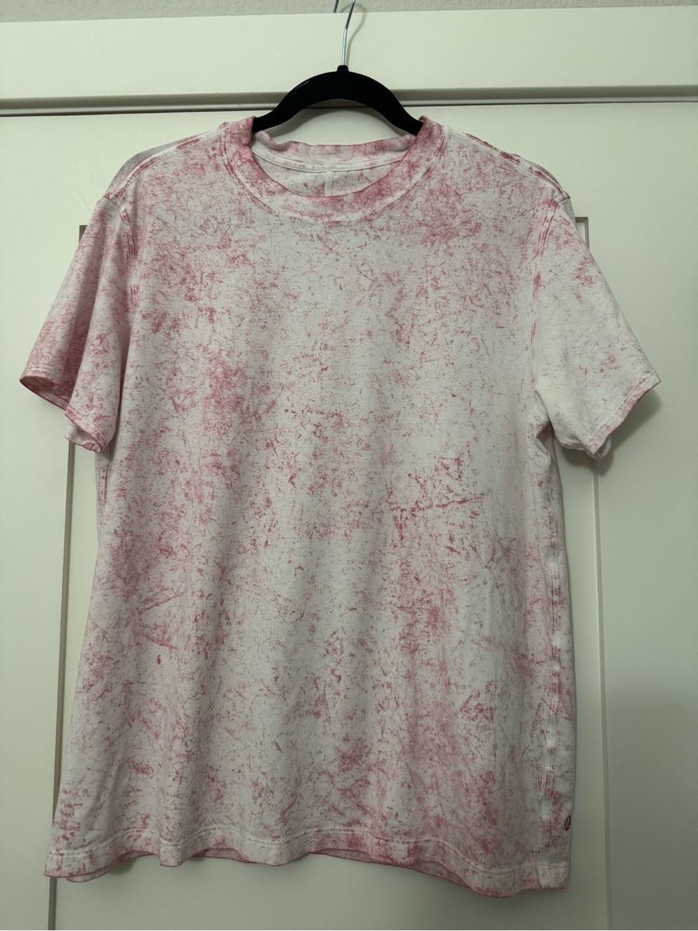 lululemon athletica White Tee with Pink Acid-Wash Effect